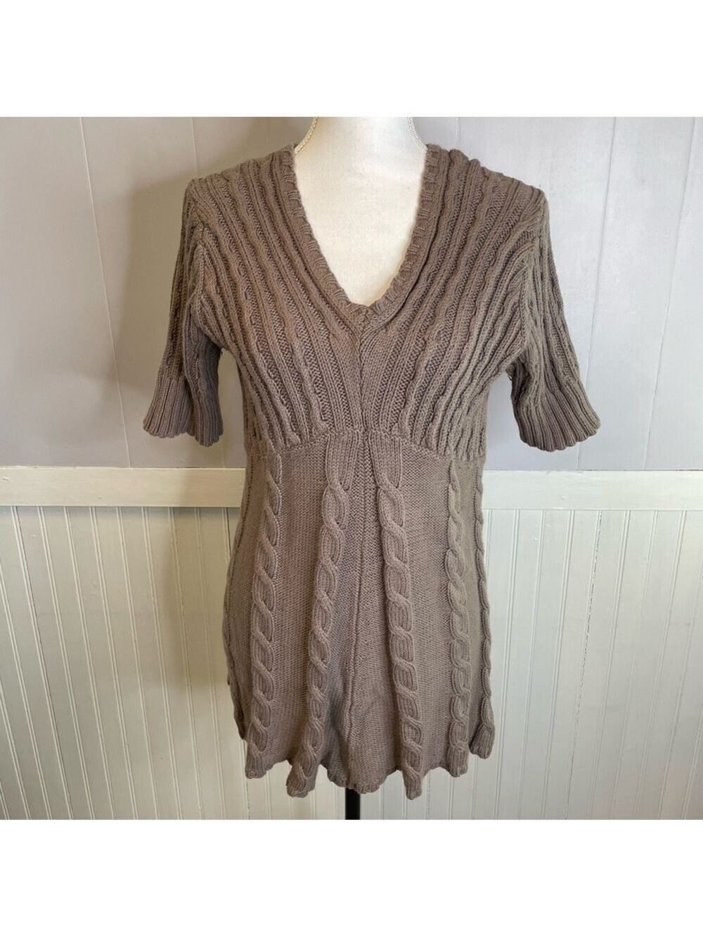 Pure Handknit Beige Sweater Size: M/ L